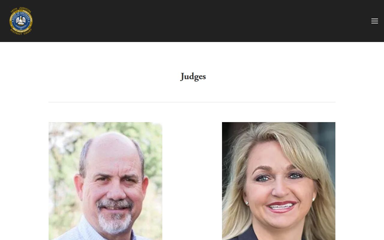West Baton Rouge Parish 18th Judicial District Court judge division and contact panel