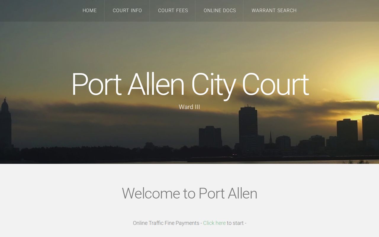 Port Allen City Court office hours and payment methods for West Baton Rouge Parish traffic warrants