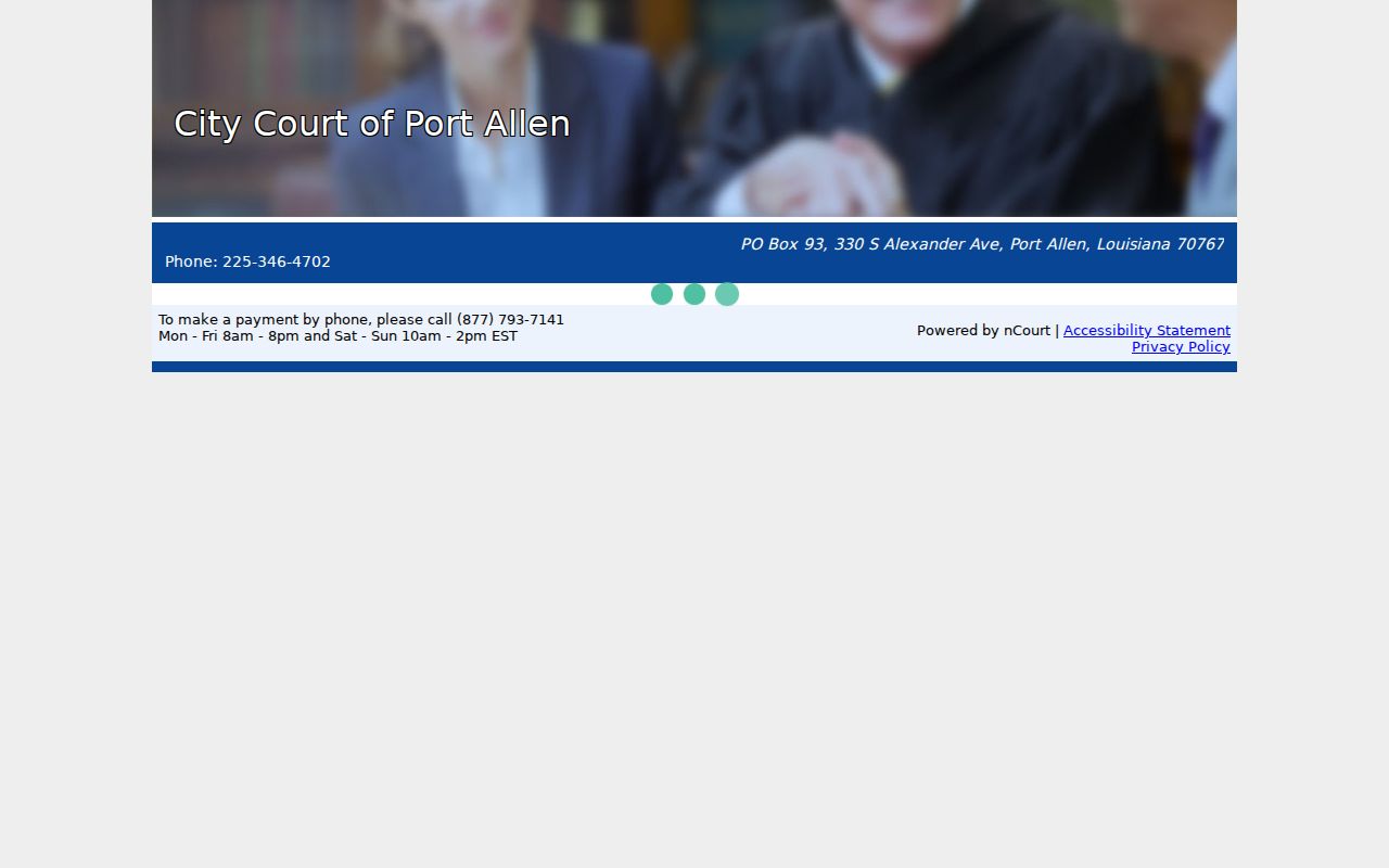Port Allen City Court linked payment page used for West Baton Rouge Parish traffic warrant questions